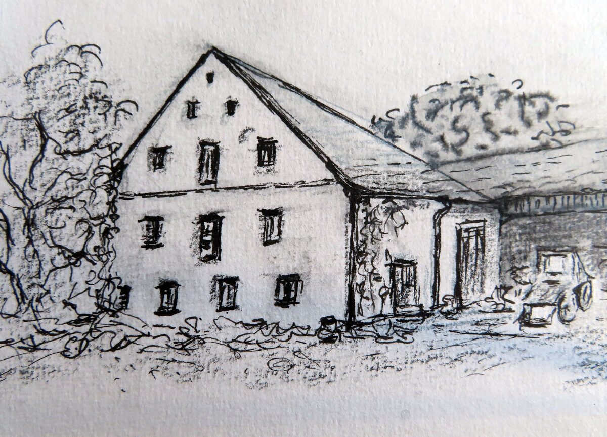Historische Zeichnung der Hofstelle